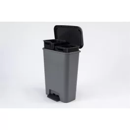   Pedálos szemetes, téglalap alakú, 2x23 l, CURVER "Compatta Duo", sötétszürke
