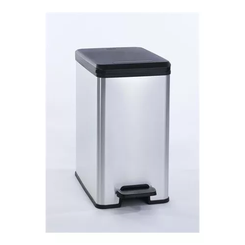 Pedálos szemetes, 25 l, CURVER "Slim Bin", fekete-ezüst