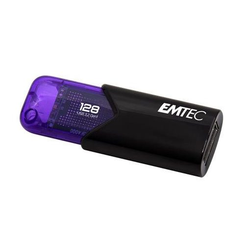 Pendrive, 128GB, USB 3.2, EMTEC "B110 Click Easy", fekete-lila