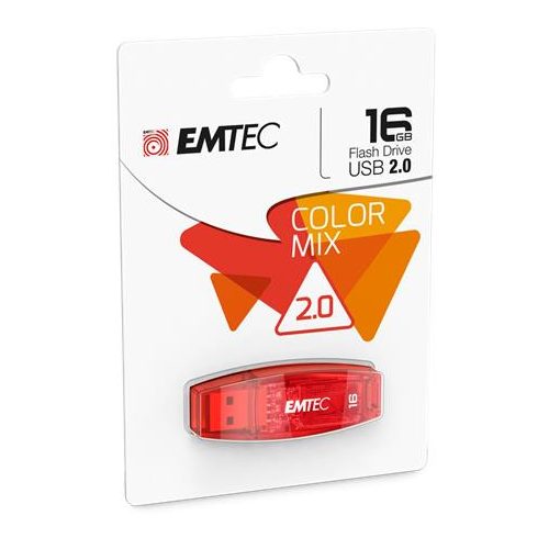 Pendrive, 16GB, USB 2.0, EMTEC "C410 Color", piros