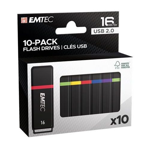 Pendrive, 16GB, 10 db, USB 2.0, EMTEC "K100 Mini Box"