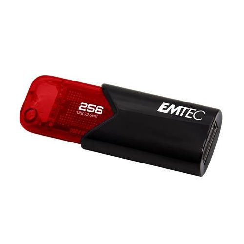 Pendrive, 256GB, USB 3.2, EMTEC "B110 Click Easy", fekete-piros