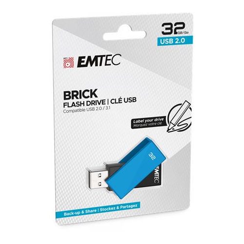 Pendrive, 32GB, USB 2.0, EMTEC "C350 Brick", kék