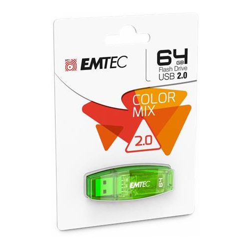Pendrive, 64GB, USB 2.0, EMTEC "C410 Color", zöld