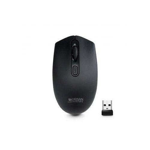 Egér, vezeték nélküli, optikai, közepes méret, USB, URBAN FACTORY "Free Color", fekete