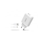 Hálózati töltő, 1xUSB-A (18W), 1xUSB-C (45W), USB-A–USB-C kábel, URBAN FACTORY