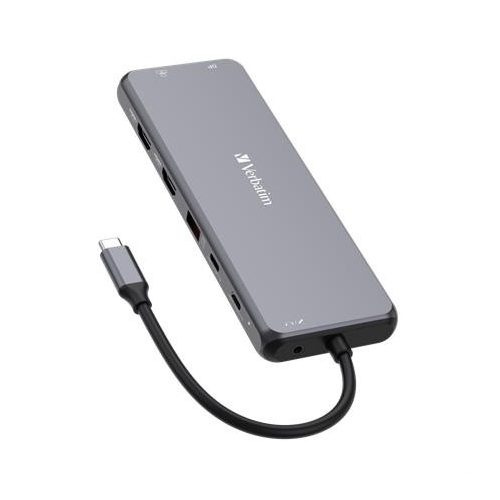 USB elosztó-HUB, 2xUSB-C PD/2xHDMI/DP/6xUSB-A/RJ45/audio, VERBATIM