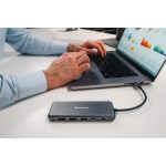 USB elosztó-HUB, USB-C PD/2xHDMI/VGA/LAN/3xUSB/USB-C/2xUSB 2.0/SD/mSD/3,5jack VERBATIM