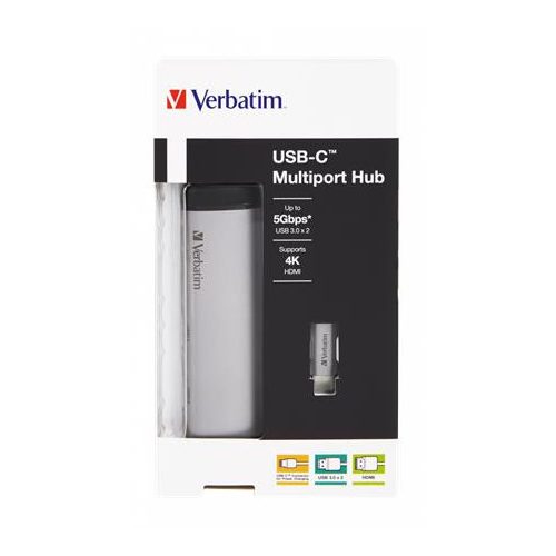 USB elosztó-HUB, USB-C/USB 3.0/HDMI, VERBATIM