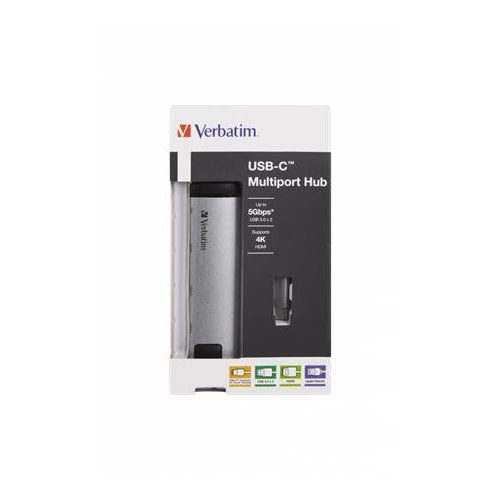 USB elosztó-HUB, USB-C/USB 3.0/HDMI/Ethernet, VERBATIM