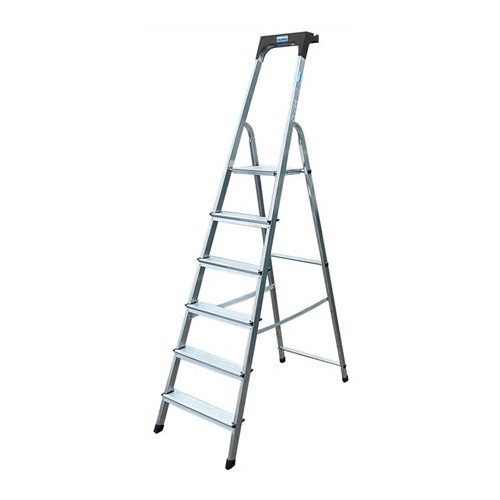 Állólétra, 6 lépcsőfokos, alumínium, KRAUSE "Safety"
