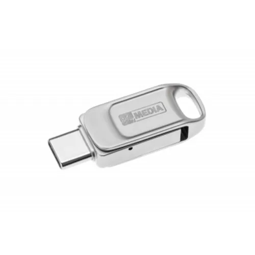 Pendrive, 32GB, USB 2.0 + USB-C, alumínium ház, MYMEDIA "Dual" (by VERBATIM)