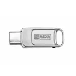 Pendrive, 32GB, USB 2.0 + USB-C, alumínium ház, MYMEDIA "Dual" (by VERBATIM)