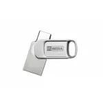 Pendrive, 64GB, USB 2.0 + USB-C, alumínium ház, MYMEDIA "Dual" (by VERBATIM)