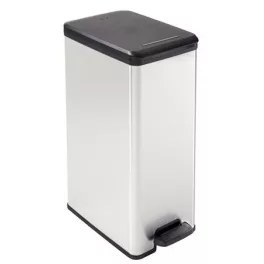   Pedálos szemetes, 40 l, CURVER "Slim Bin", fekete-ezüst
