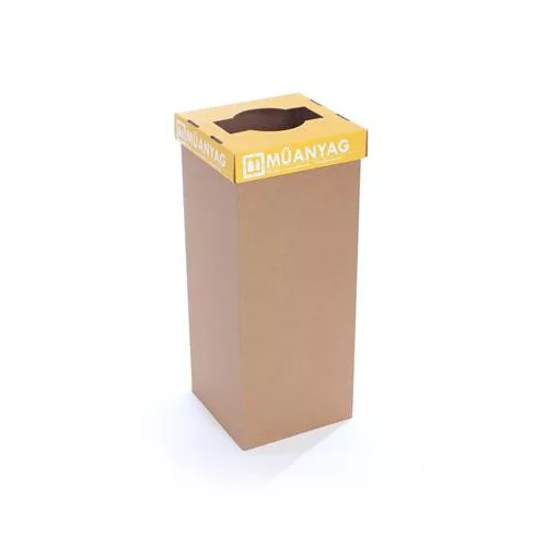 Szelektív hulladékgyűjtő, újrahasznosított, 50 l, RECOBIN "Office", sárga