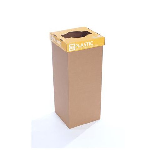Szelektív hulladékgyűjtő, újrahasznosított, angol felirat, 50 l, RECOBIN "Office", sárga