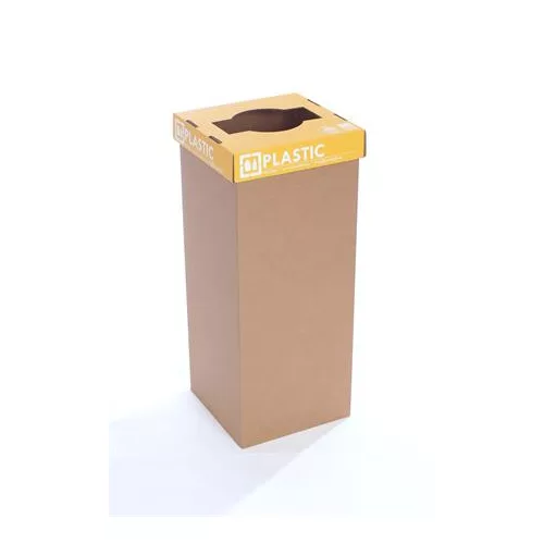 Szelektív hulladékgyűjtő, újrahasznosított, angol felirat, 50 l, RECOBIN "Office", sárga