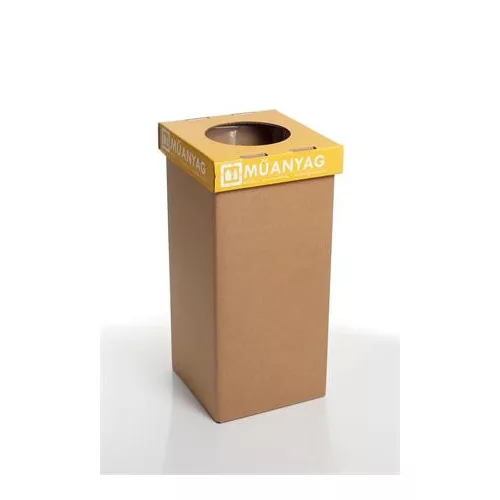 Szelektív hulladékgyűjtő, újrahasznosított, 20 l, RECOBIN "Mini", sárga