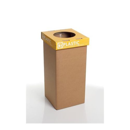 Szelektív hulladékgyűjtő, újrahasznosított, angol felirat, 20 l, RECOBIN "Mini", sárga
