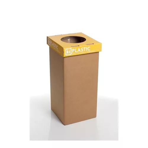 Szelektív hulladékgyűjtő, újrahasznosított, angol felirat, 20 l, RECOBIN "Mini", sárga