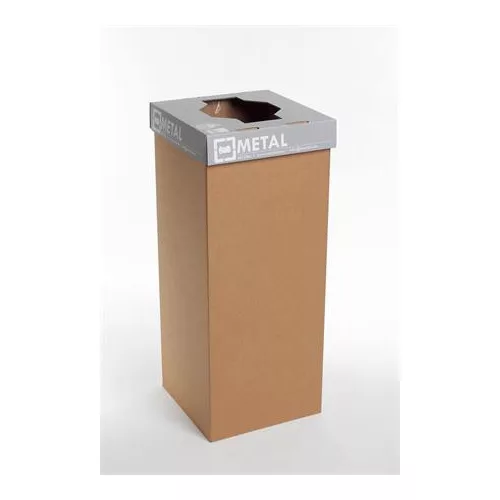 Szelektív hulladékgyűjtő, újrahasznosított, angol felirat, 50 l, RECOBIN "Office", szürke
