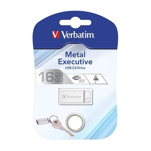 Pendrive, 16GB, USB 2.0, VERBATIM "Executive Metal", ezüst