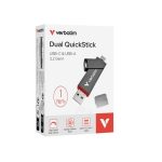Pendrive, 1TB, USB-A/C 3.2 Gen1, VERBATIM "Dual QuickStick", fekete
