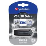 Pendrive, 256GB, USB 3.2, 80/25 MB/s, VERBATIM "V3", fekete-szürke