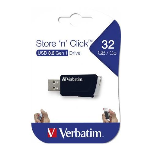 Pendrive, 32GB, USB 3.2, 80/25MB/sec, VERBATIM "Store n Click", fekete