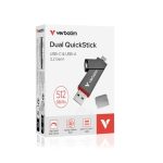 Pendrive, 512GB, USB-A/C 3.2 Gen1, VERBATIM "Dual QuickStick", fekete