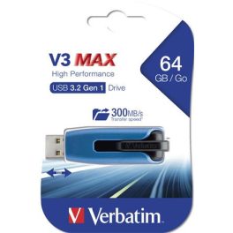   Pendrive, 64GB, USB 3.2, 175/80 MB/s, VERBATIM "V3 MAX", kék-fekete