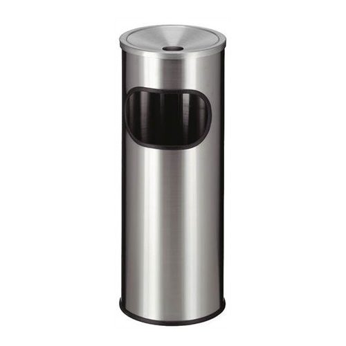 Tűzálló szemetes, rozsdamentes acél, hamutartóval kombinált, VEPA BINS, ezüst