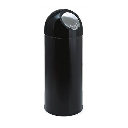 Nyomófedeles szemetes, 55 l, fém, VEPA BINS, fekete