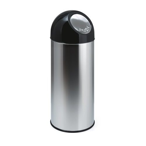 Nyomófedeles szemetes, 55 l, fém, VEPA BINS, ezüst/fekete