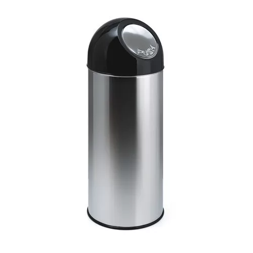 Nyomófedeles szemetes, 55 l, fém, VEPA BINS, ezüst/fekete