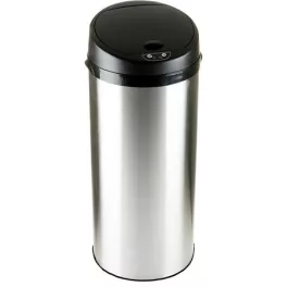   Szenzoros szemetes, rozsdamentes acél, kör alakú, 30 l, ezüst-fekete