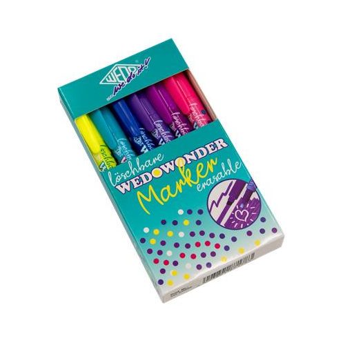 Filctoll készlet, 2-3 mm, törölhető, kétvégű, WEDO, "Wedowonder", 6 különböző szín