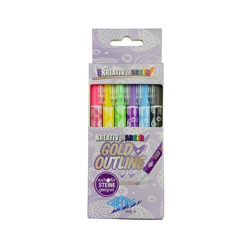 Filctoll készlet, 1-2 mm, metál arany, WEDO, 6 különböző színű kontúrral