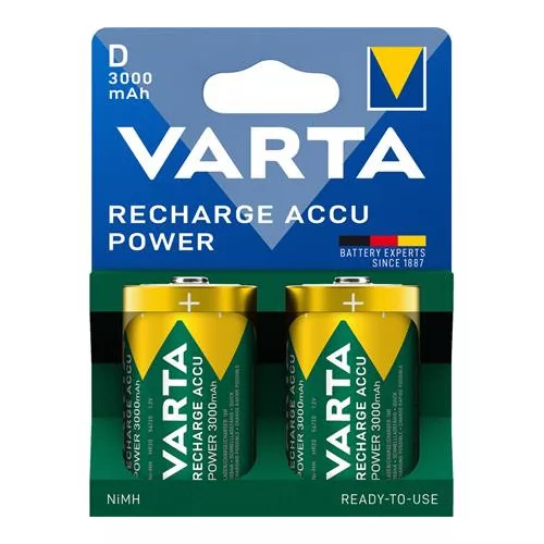 Tölthető elem, D góliát, 2x3000mAh, előtöltött, műanyagmentes, VARTA "Power"