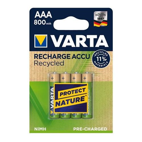 Tölthető elem, AAA mikro, újrahasznosított, 4x800 mAh, VARTA