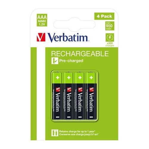 Tölthető elem, AAA mikro, 4x950 mAh, VERBATIM