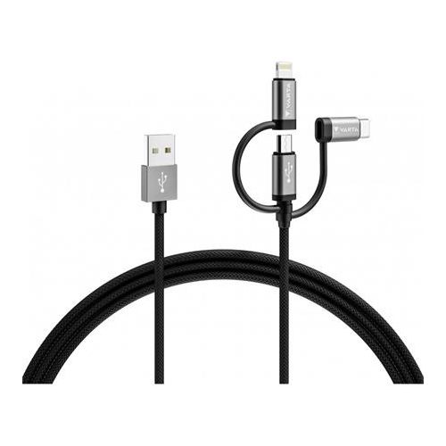 USB kábel, 3-az-1-ben USB A–Light/Micro/C, 2m, VARTA
