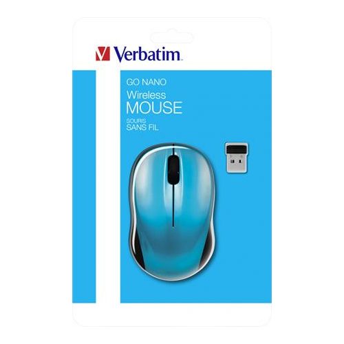 Egér, vezeték nélküli, optikai, közepes méret, USB, VERBATIM "Go", karibikék
