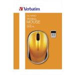 Egér, vezeték nélküli, optikai, közepes méret, USB, VERBATIM "Go", lávaszínű