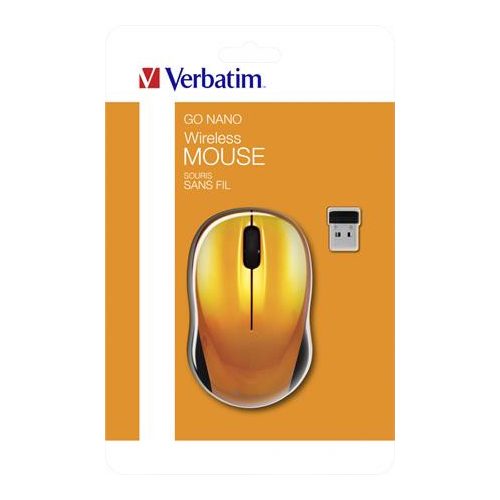 Egér, vezeték nélküli, optikai, közepes méret, USB, VERBATIM "Go", lávaszínű