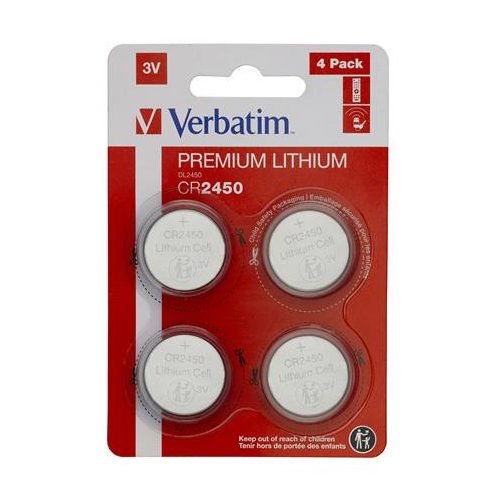 Gombelem, CR2450, 4 db, VERBATIM "Premium"