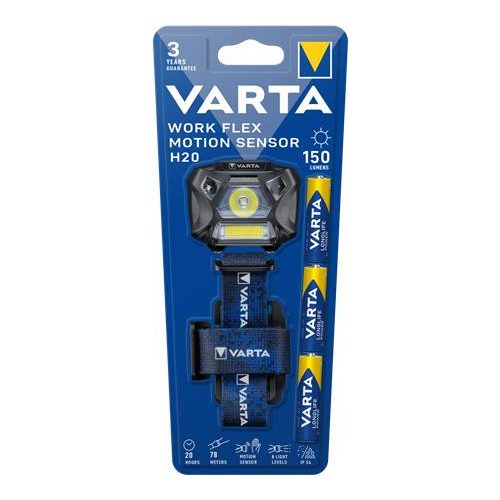 Fejlámpa, 3 LED, 3xAAA, mozgásérzékelő, VARTA " Work Flex H20"