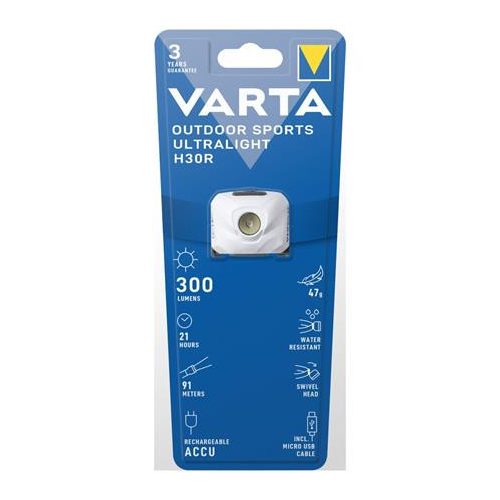 Fejlámpa, LED, kültéri, VARTA "Ultralight H30R", fehér