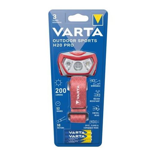 Fejlámpa, LED, kültéri, VARTA "H20 Pro"